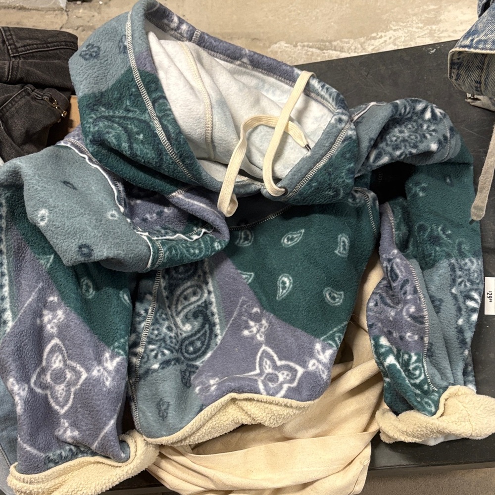 Urban Outfitters Green and Gray Hooded Jacket